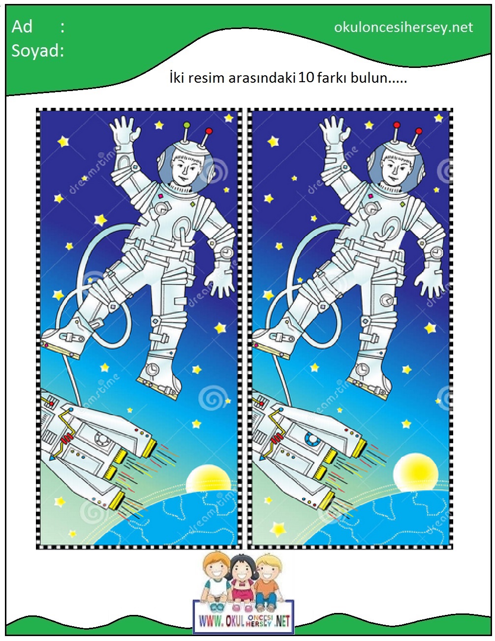 okul öncesi İki Resim Arasındaki Farkı Bul